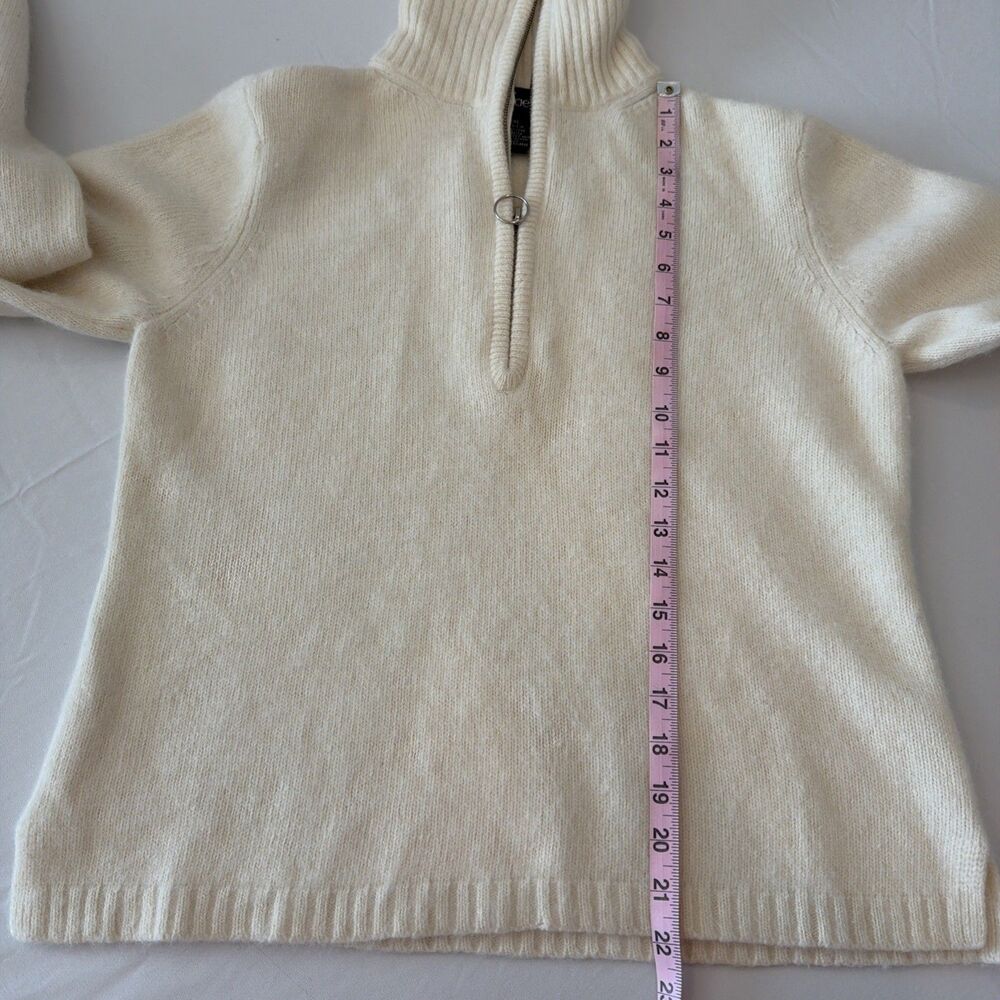 Vtg Angora Lambswool Sweater Womens Sz XL (Fits M) Cream Rafaella 1/2 Zip Funnel - Picture 9 of 13